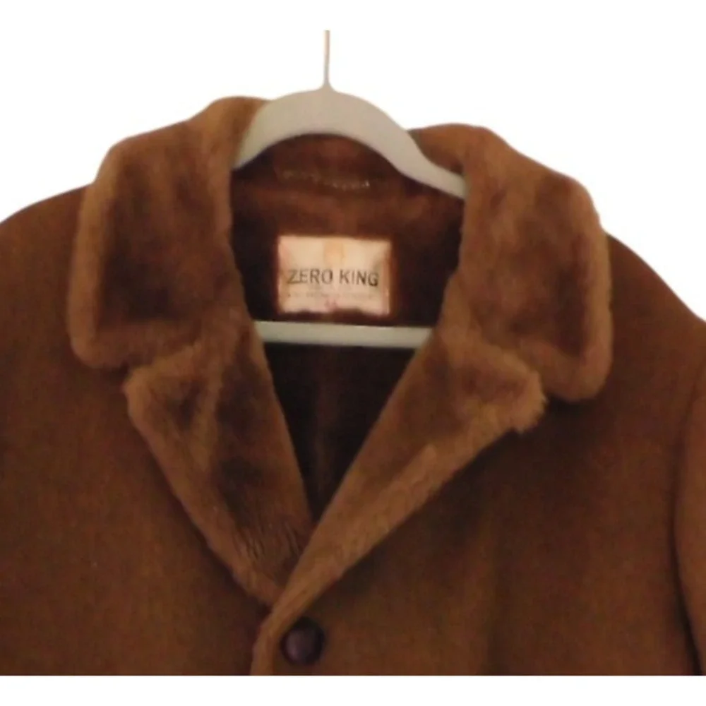 Vintage Zero King Coat Wool Faux Fur Lined Wind and Water Repellent Sz 44 Large‎
